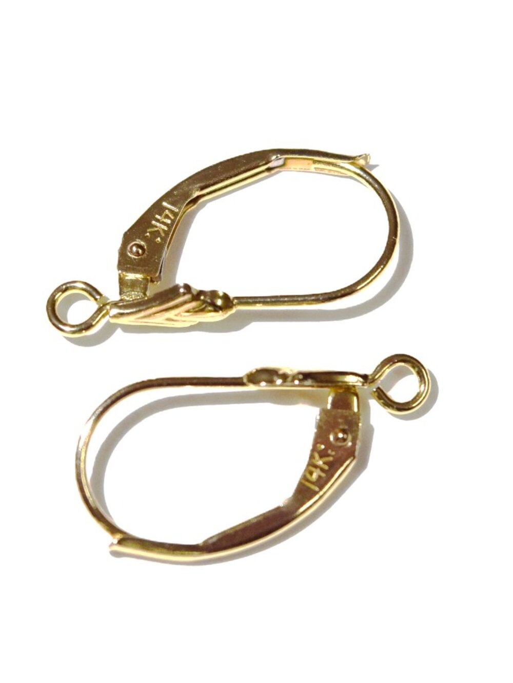 Solid 14K Yellow Gold Fleur De Lis Leverback Earring Findings - 1 Pair, USA